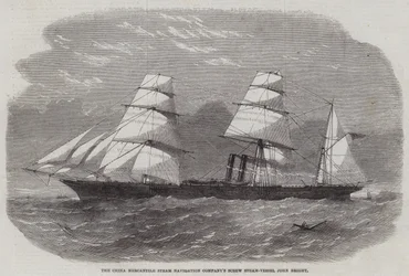 El barco de vapor de tornillo de la Compañía de Navegación Mercantil China, John Bright